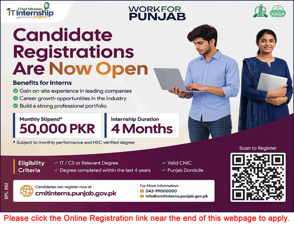 Original Chief Minister Punjab IT Internship Program advertisement