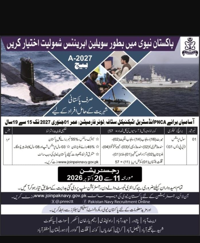 Original Pakistan Navy Civil Apprentice A-2027 advertisement